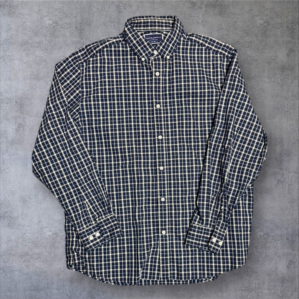 Charles Tyrwhitt Long Sleeve Button Down Shirt Non Iron Blue XL Dress